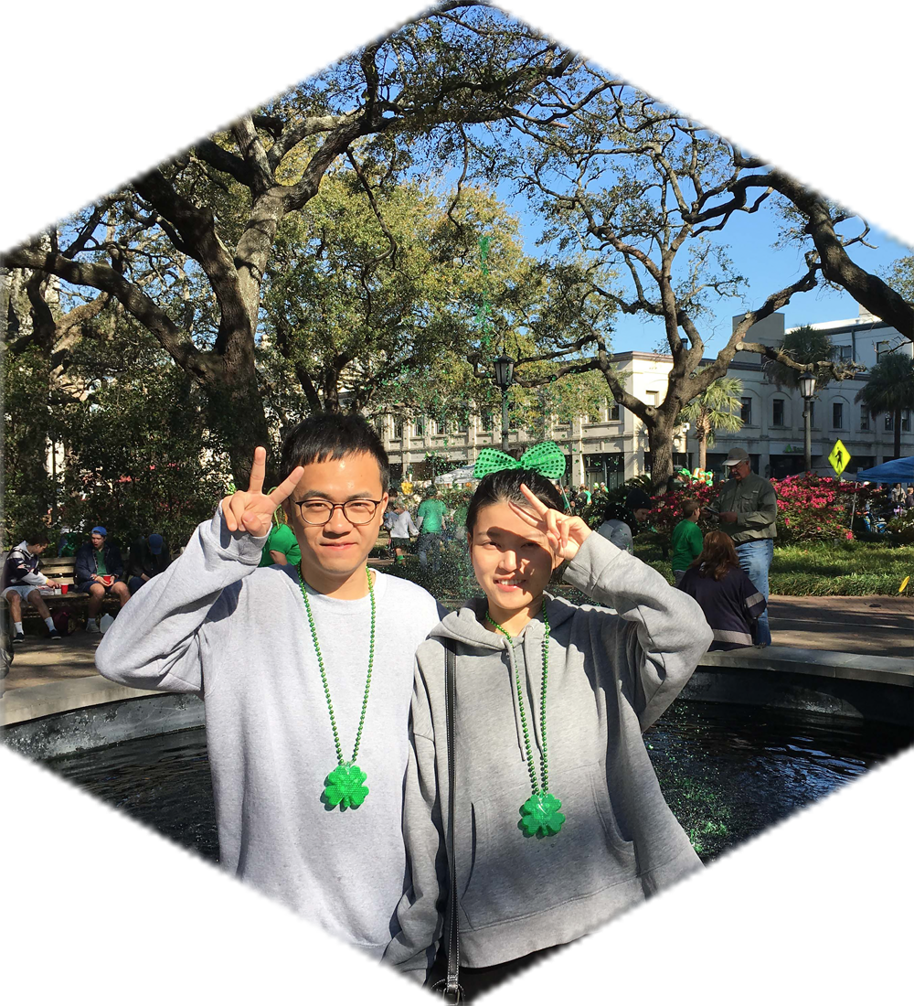 Xiaotong du, Yingfan Gu waer Green in St Patrick's Day